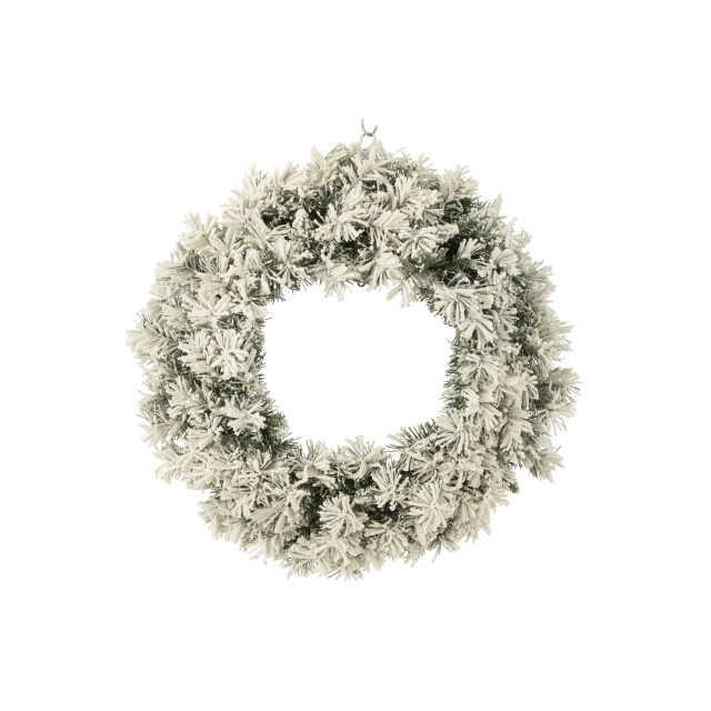 J-Line kerstkrans+led warm wit plastiek besneeuwd large 63x13x63cm 3007235 large