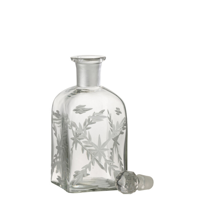 J-Line karaf chloe vierkant glas transparant/goud 9x9x23cm 3000831 large