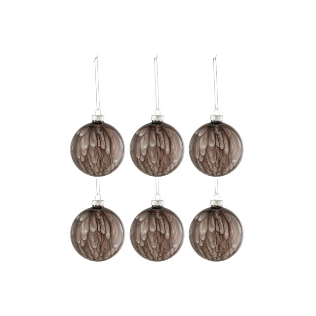 J-Line doos van 6 kerstballen gevlekt glas blinkend donker small - 3007447 large
