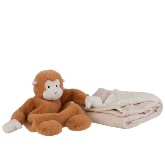 J-Line aap+dekentje pluche 26x17.5x24cm 3014929 large