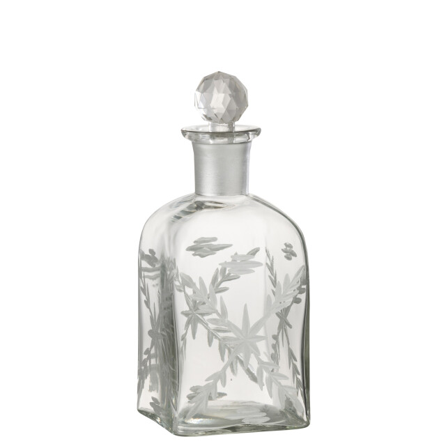 J-Line karaf chloe vierkant glas transparant/goud 9x9x23cm 3000831 large