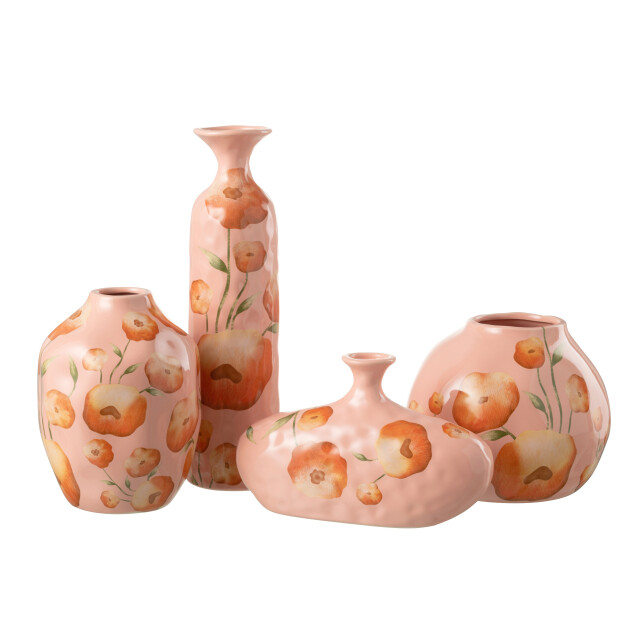 J-Line vaas bloem breed keramiek zalm/oranje 20.5x20.5x17cm 2998027 large