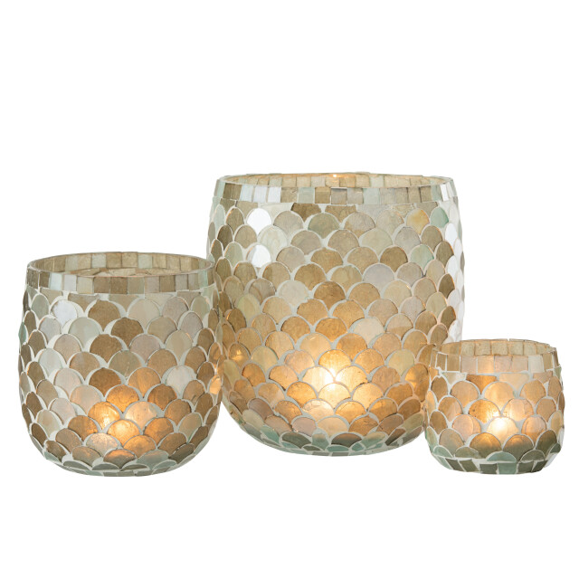 J-Line windlicht mozaiek glas aqua large 15.5x15.5x16cm 3013658 large