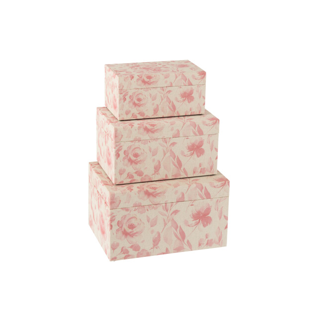 J-Line set van drie dozen rozen mdf /roze 35x25x20cm 3006733 large