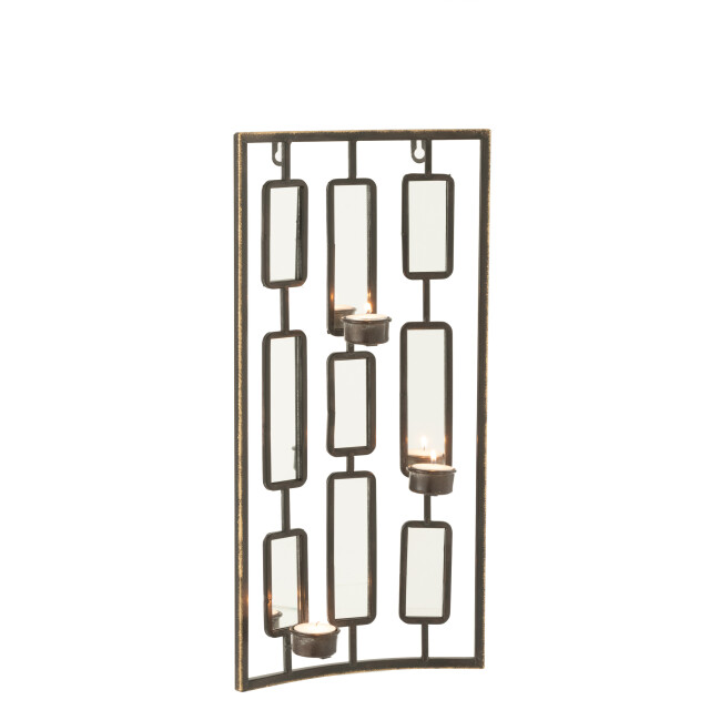 J-Line wanddeco theelichthouder metaal/spiegel small 25x52x4cm 3000935 large