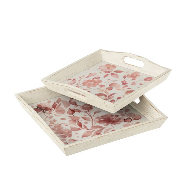 J-Line set van twee plateau rozen hout /roze 39.5x39.5x5cm 3000711 large