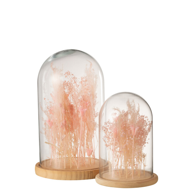 J-Line stolp droogbloemen licht glas hout large 22x22x37cm 3006652 large