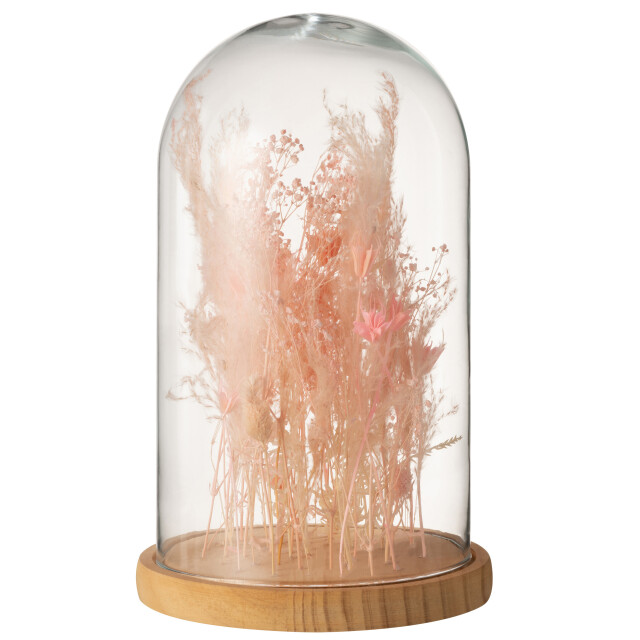 J-Line stolp droogbloemen licht glas hout large 22x22x37cm 3006652 large