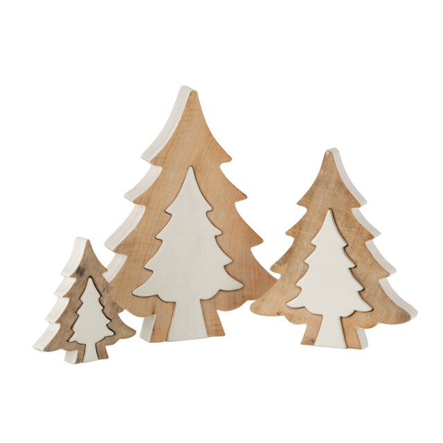 J-Line kerstboom puzzle mango hout wit/white wash large 30x26x3.5cm 3005881 large