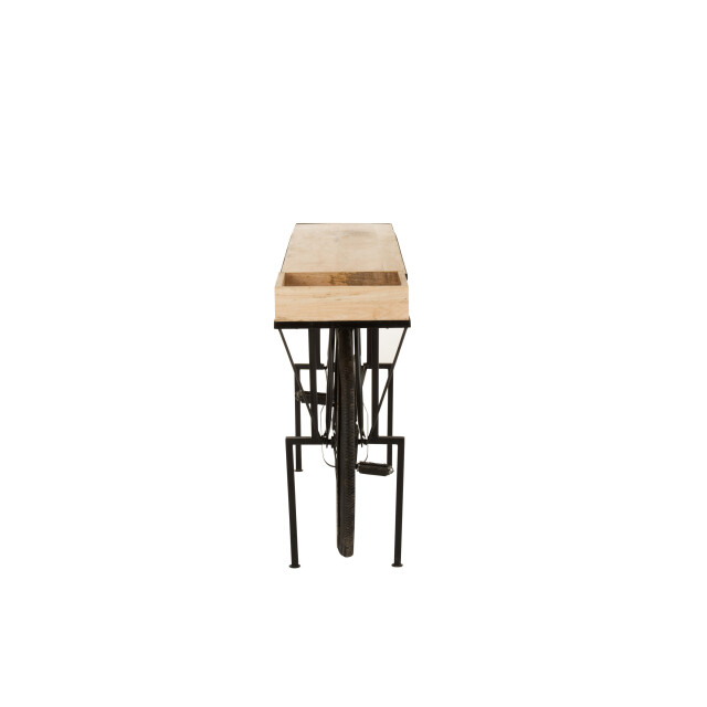 J-Line console fiets metaal/mango hout zwart/ 185x36x85.5cm 3000235 large