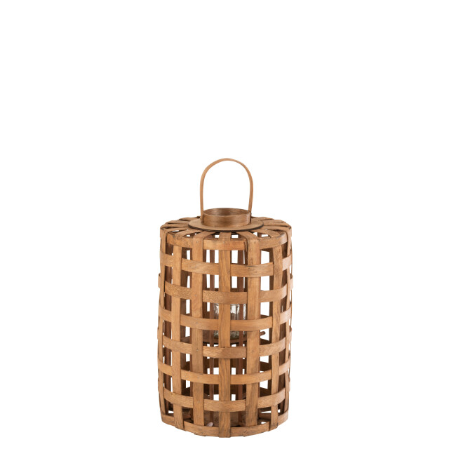 J-Line lantaarn cylinder populier hout bruin 35x35x74cm 3000006 large