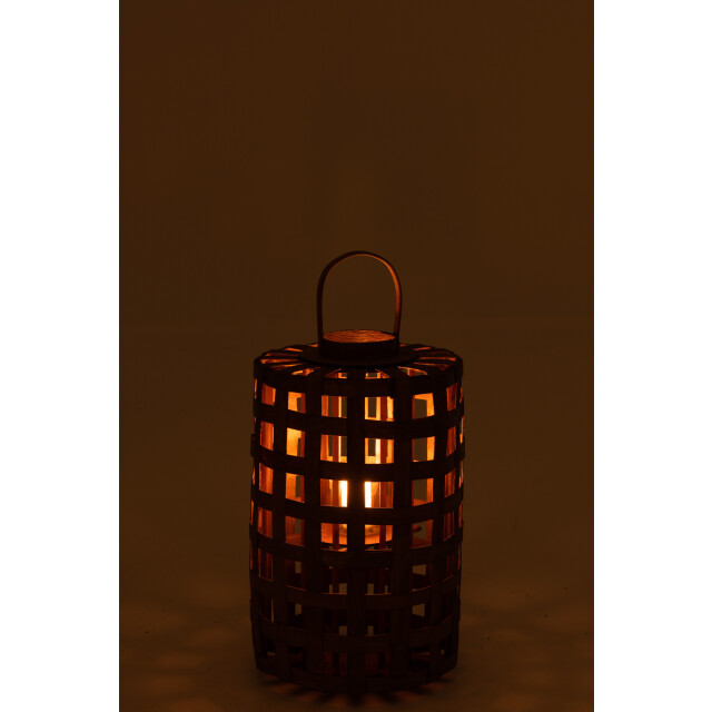 J-Line lantaarn cylinder populier hout bruin 35x35x74cm 3000006 large