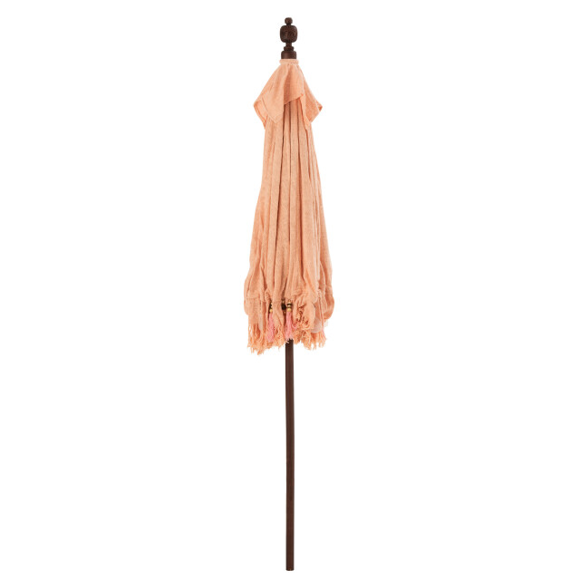 J-Line parasol kwastjes/schelpen peche hout donker bruin large 188x188x250cm 3000166 large