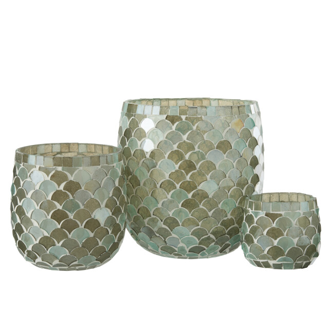 J-Line windlicht mozaiek glas aqua large 15.5x15.5x16cm 3013658 large