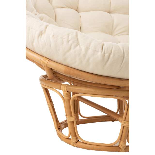 J-Line fauteuil roni met kussen rotan naturel/wit 159x110x55cm 3000077 large