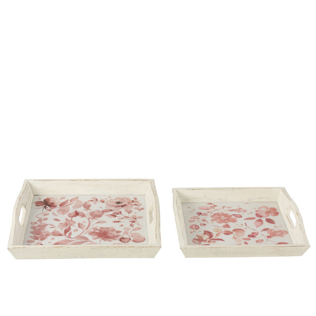J-Line set van twee plateau rozen hout /roze 39.5x39.5x5cm 3000711 large