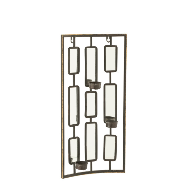 J-Line wanddeco theelichthouder metaal/spiegel small 25x52x4cm 3000935 large