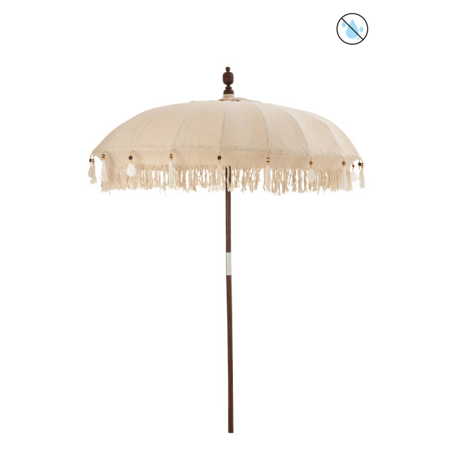 J-Line parasol kwastjes/schelpen hout donker bruin large 188x188x250cm 3000162 large