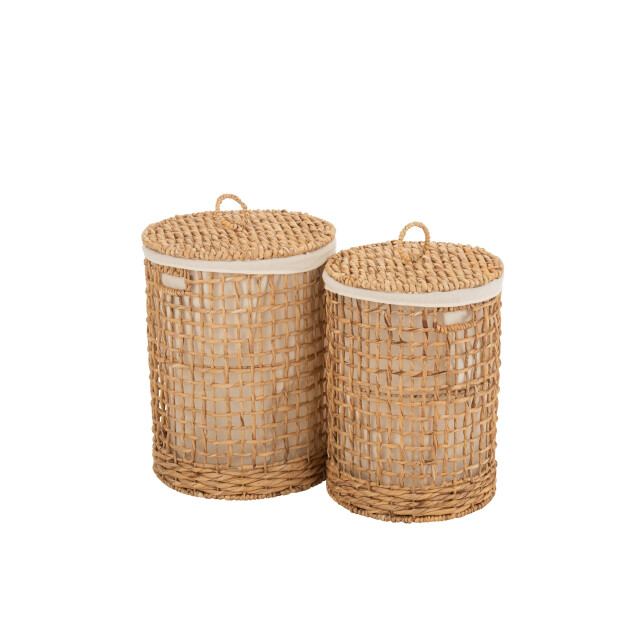 J-Line set van 2 manden+deksel was waterhyacint 42x42x55cm 3004918 large