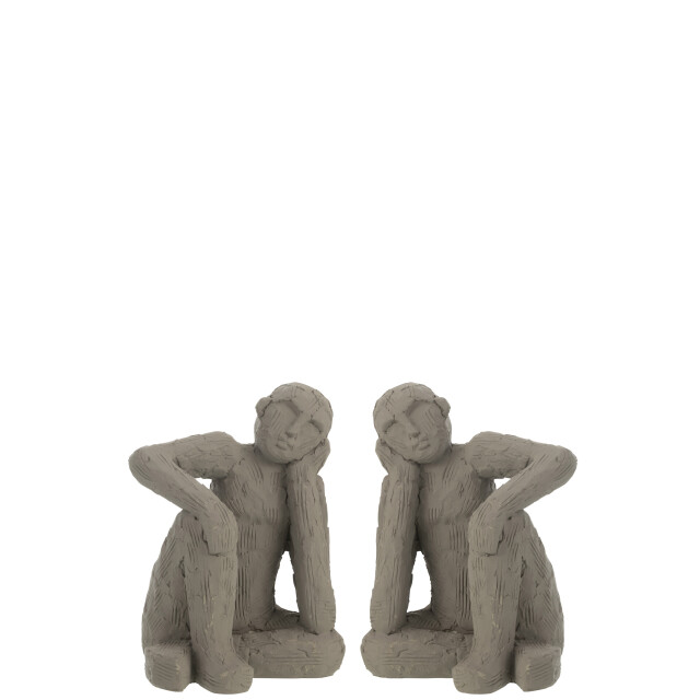 J-Line set van 2 boekensteun zittend cement large 19x25x15cm 3007456 large