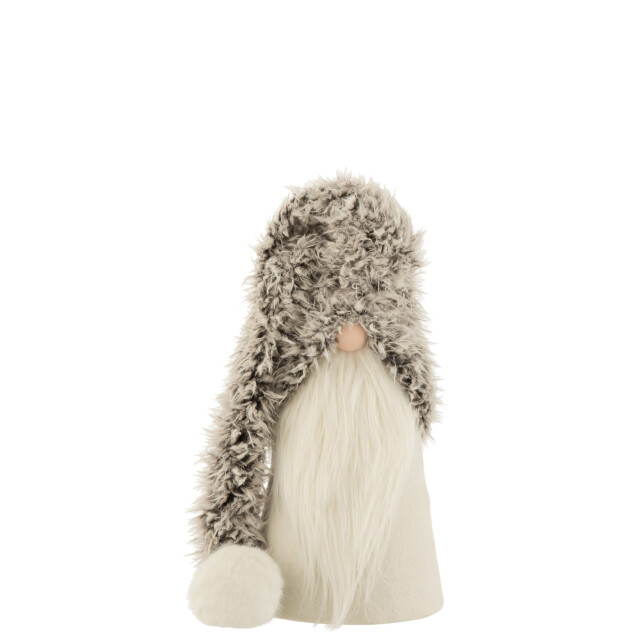 J-Line kerstman winter poly/textiel grijs small 22x22x42cm 3005995 large