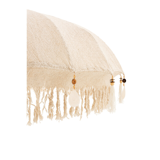 J-Line parasol kwastjes/schelpen hout donker bruin large 188x188x250cm 3000162 large