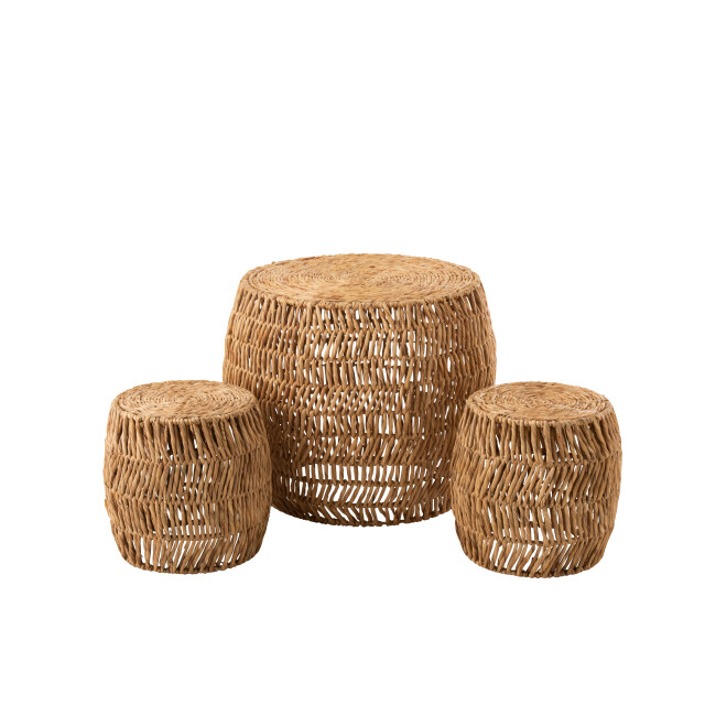 J-Line set tafel + 2krukje maurice rond waterhyacint naturel 70x70x64cm 3000081 large