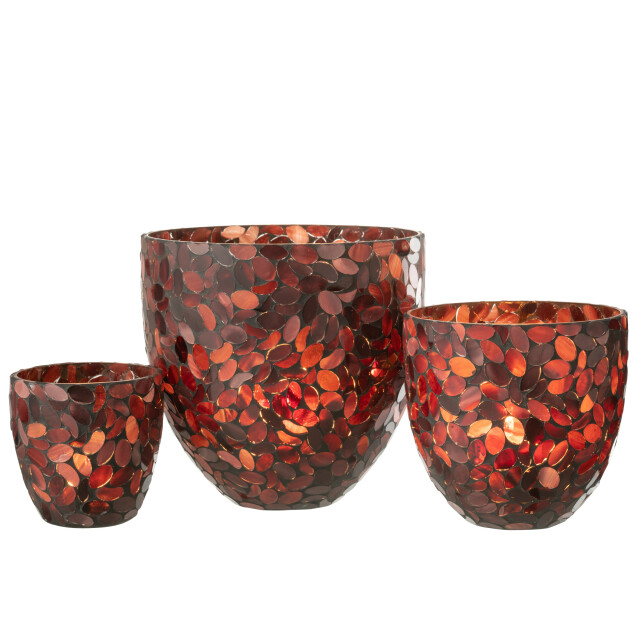 J-Line windlicht mozaiek glas bordeaux large 20x20x20cm 3013726 large