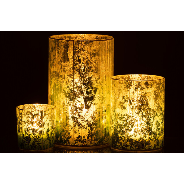J-Line windlicht strepen glas large 12.5x12.5x21cm 3013710 large