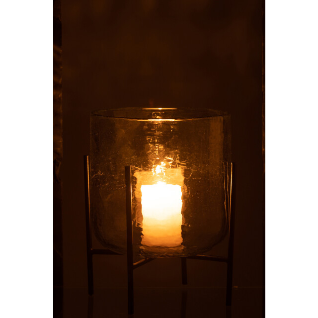 J-Line windlicht staand glas/ijzer large 17x17x23cm 3013705 large
