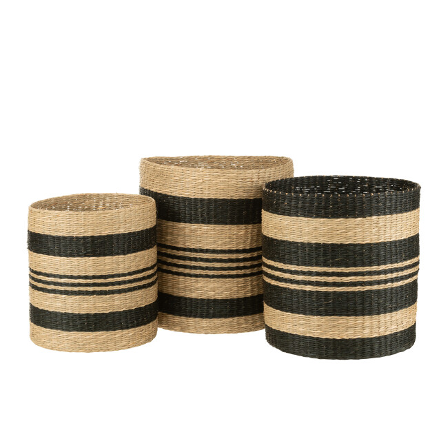 J-Line set 3 manden gestreept zeegras 40x40x40cm 3005052 large