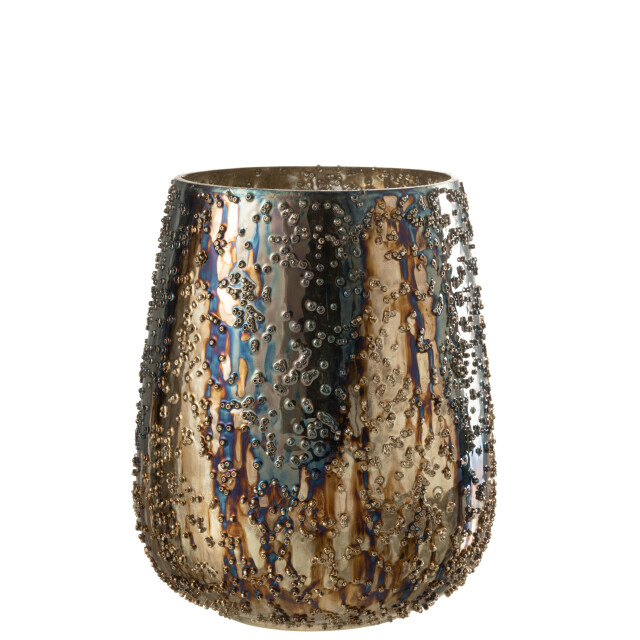 J-Line windlicht lise glas bruin/goud large 17.5x17.5x21cm 3013687 large