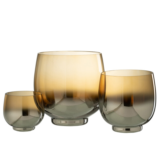 J-Line windlicht rond glas smoke /zilver large 17x17x18cm 3013680 large