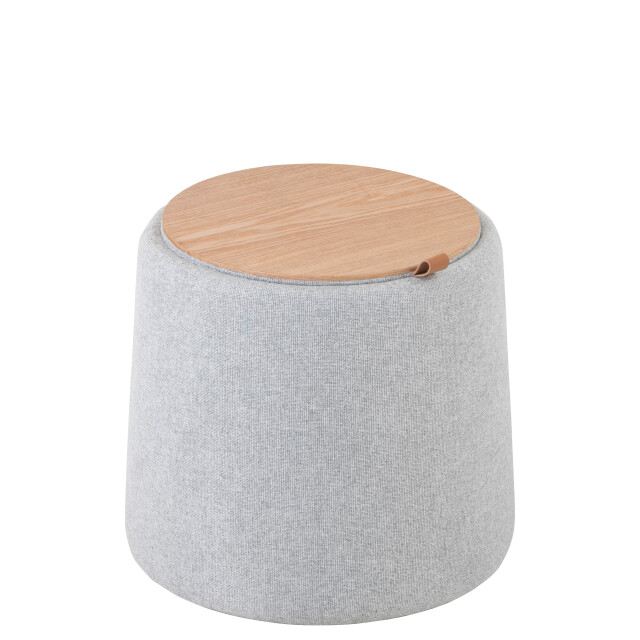 J-Line poef/bijzettafel rond textiel/hout licht 42x42x43cm 2999240 large