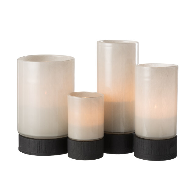 J-Line windlicht/vaas ray glas/wilg /zwart extra large 14.5x14.5x36.5cm 2998522 large