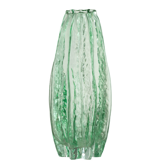 J-Line vaas ribbels glas aqua large 12.5x12.5x29cm 2998337 large