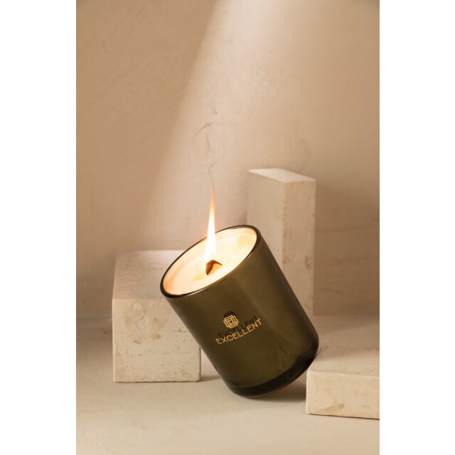 J-Line geurkaars excellent bergamot wood small-50u 8x8x10.5cm 3014725 large