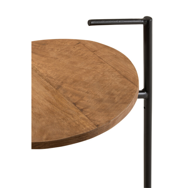 J-Line bijzettafel bistro rond mango hout/ijzer naturel/ 39x42x64cm 3000255 large