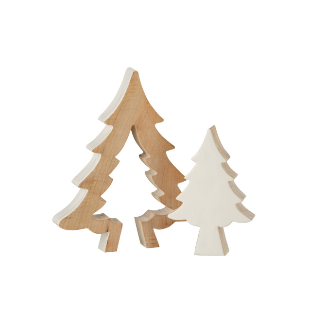 J-Line kerstboom puzzle mango hout wit/white wash large 30x26x3.5cm 3005881 large