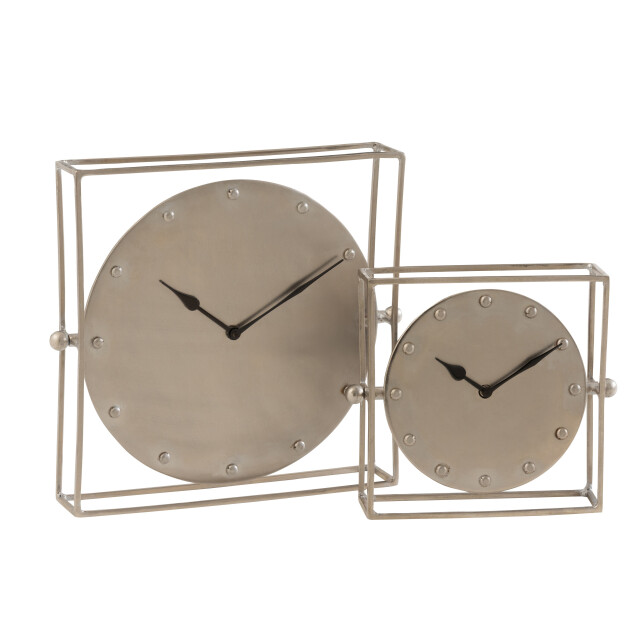 J-Line klok vierkant zwevend ijzer zilver large 33x33x7cm 3013784 large