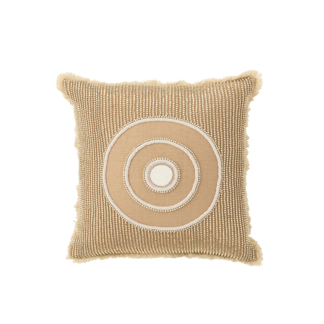 J-Line kussen cirkel ibiza katoen wit/beige 50x50x10cm 3000198 large