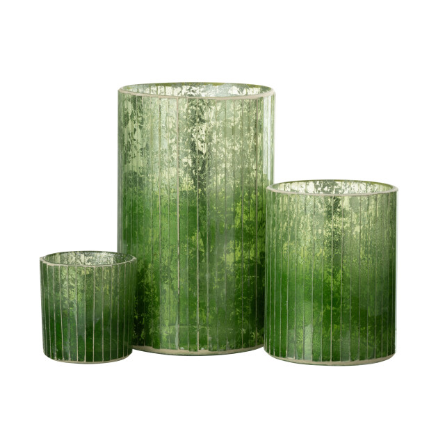 J-Line windlicht strepen glas large 12.5x12.5x21cm 3013710 large
