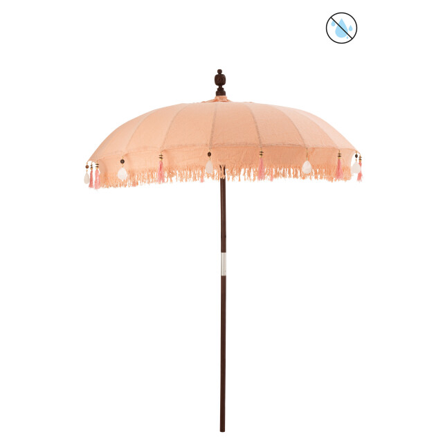 J-Line parasol kwastjes/schelpen peche hout donker bruin large 188x188x250cm 3000166 large