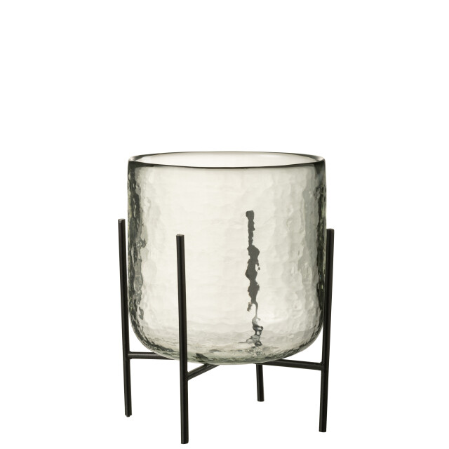 J-Line windlicht staand glas/ijzer large 17x17x23cm 3013705 large