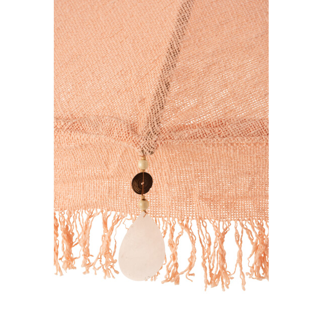 J-Line parasol+voet kwastjes/schelpen peche hout donker bruin small - 3000165 large