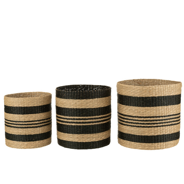 J-Line set 3 manden gestreept zeegras 40x40x40cm 3005052 large