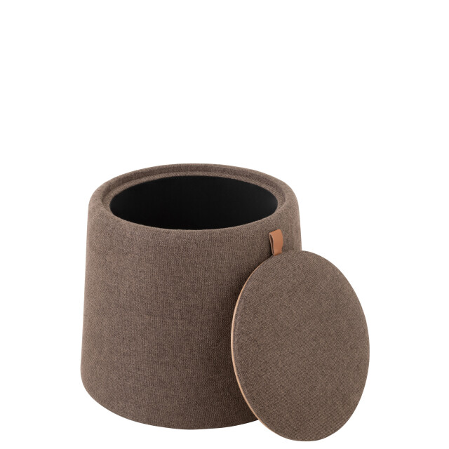 J-Line poef/bijzettafel rond textiel/hout bruin 42x42x43cm 2999242 large