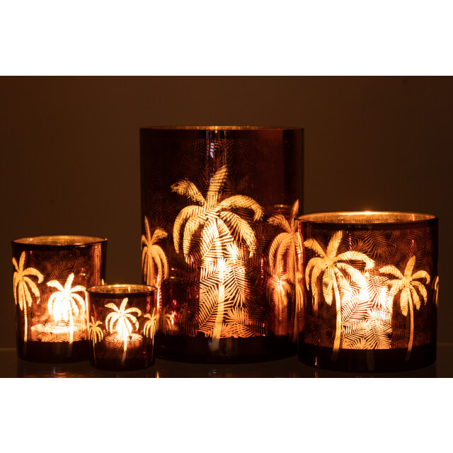 J-Line windlicht palmboom glas xlarge 17.5x17.5x24cm 3013659 large