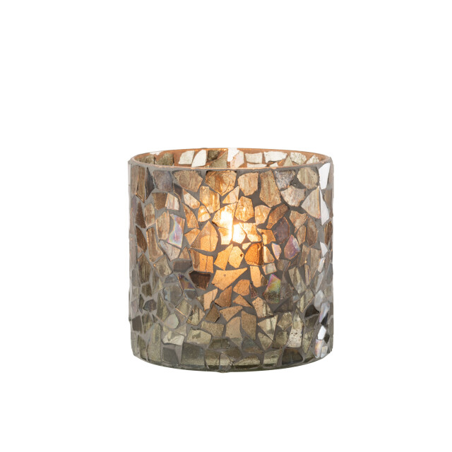 J-Line windlicht mozaiek glas grijs/ large 17x17x16cm 3013681 large