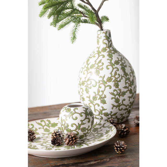 J-Line vaas yezi rond porselein groen/wit 20x20x33cm 2998631 large